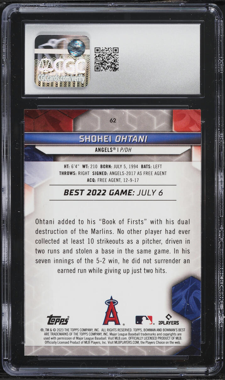 2023 Bowman's Best Shohei Ohtani #62 CGC 10 GEM MINT