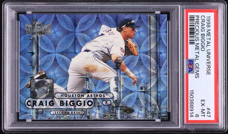 1998 Metal Universe Precious Metal Gems PMG Craig Biggio /50 #47 PSA 6 EXMT