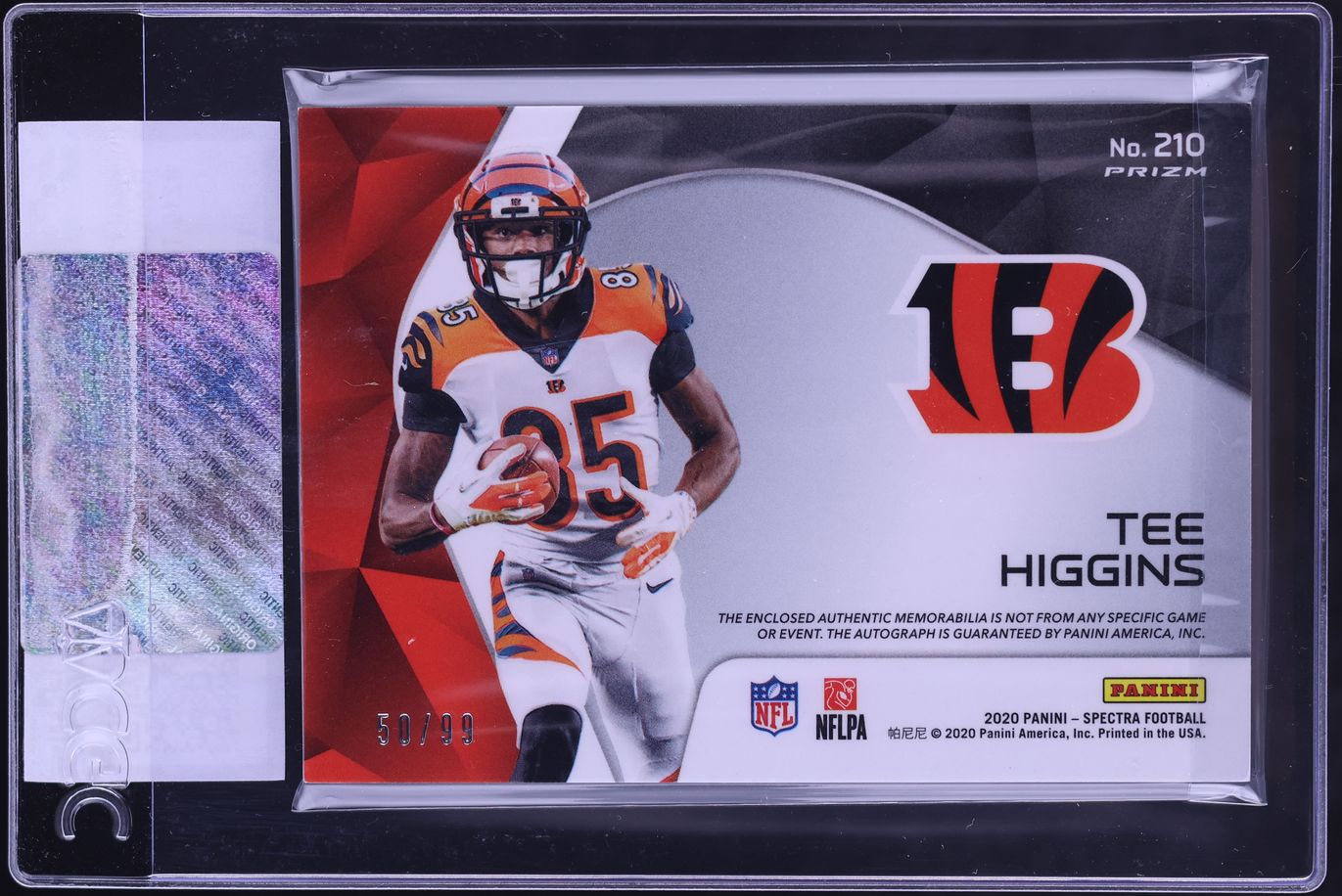2020 Panini Spectra Tee Higgins ROOKIE PATCH AUTO /99 #210 CGC AUTH