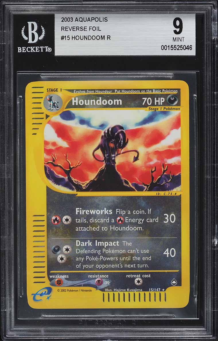 2003 Pokemon Aquapolis Reverse Holo Houndoom #15 BGS 9 MINT
