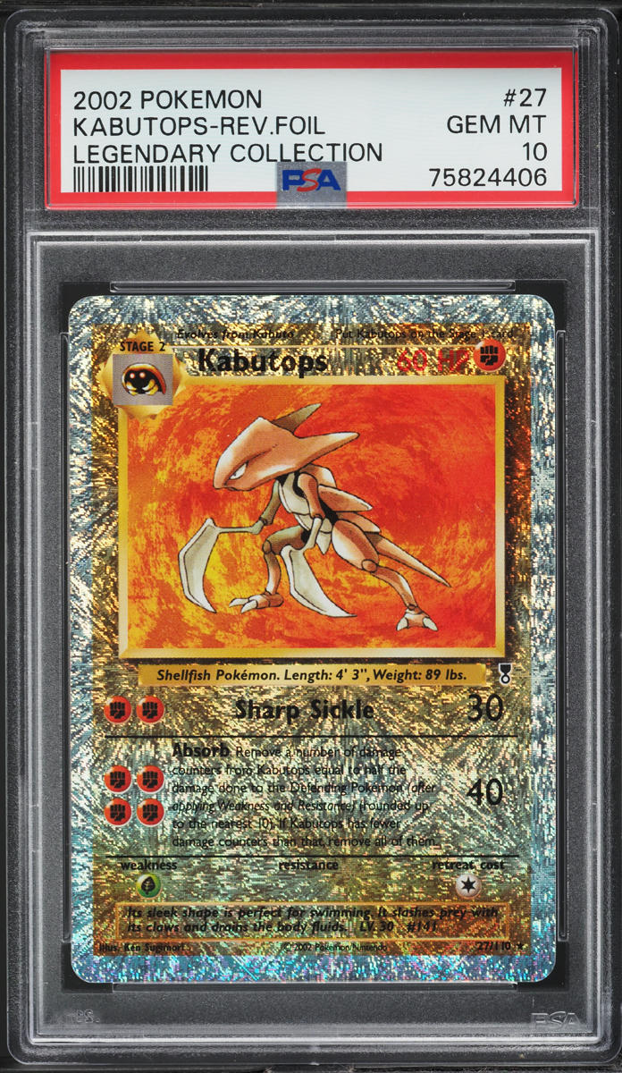 2002 Pokemon Legendary Collection Reverse Holo Kabutops #27 PSA 10 GEM MINT