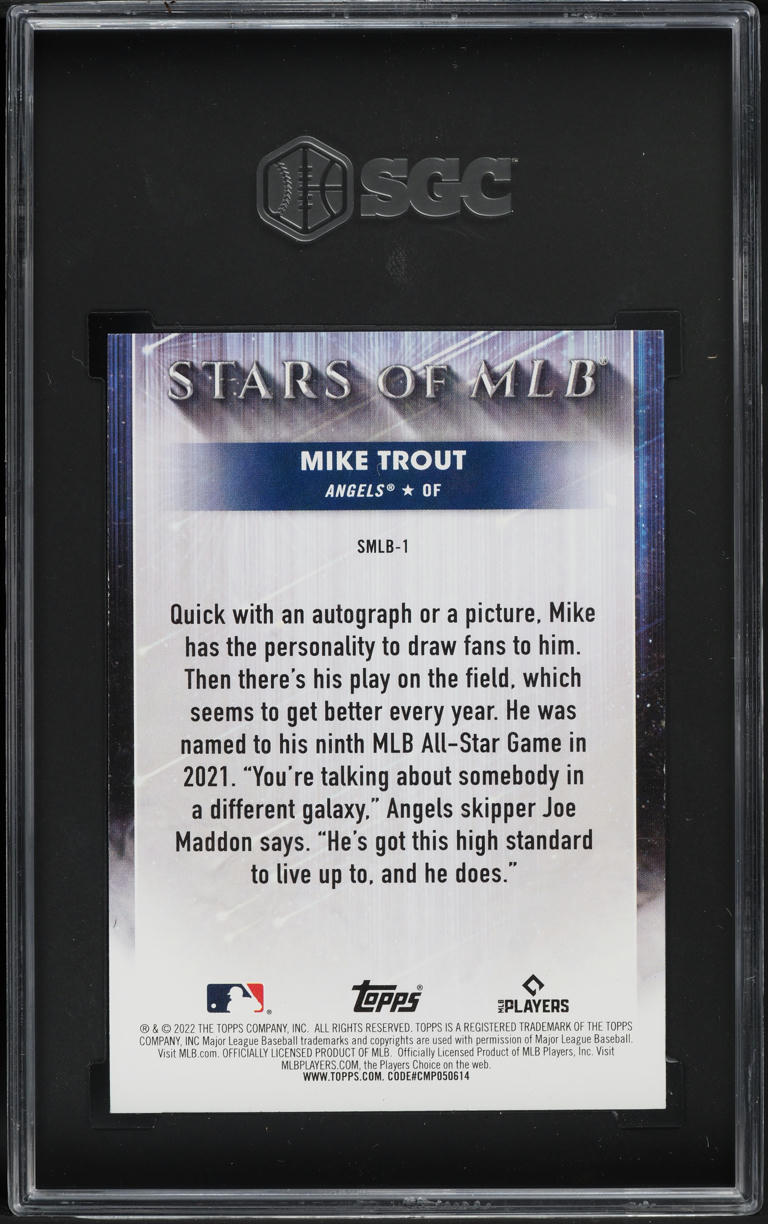 2022 Topps Stars Of MLB Mike Trout #SMLB-1 SGC 10 GEM MINT