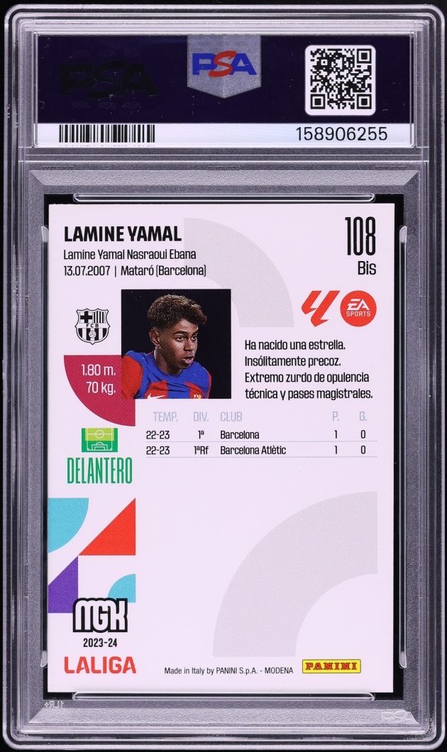 2023 Panini Megacracks LaLiga EA Sports Lamine Yamal ROOKIE #108BIS PSA 9 MINT