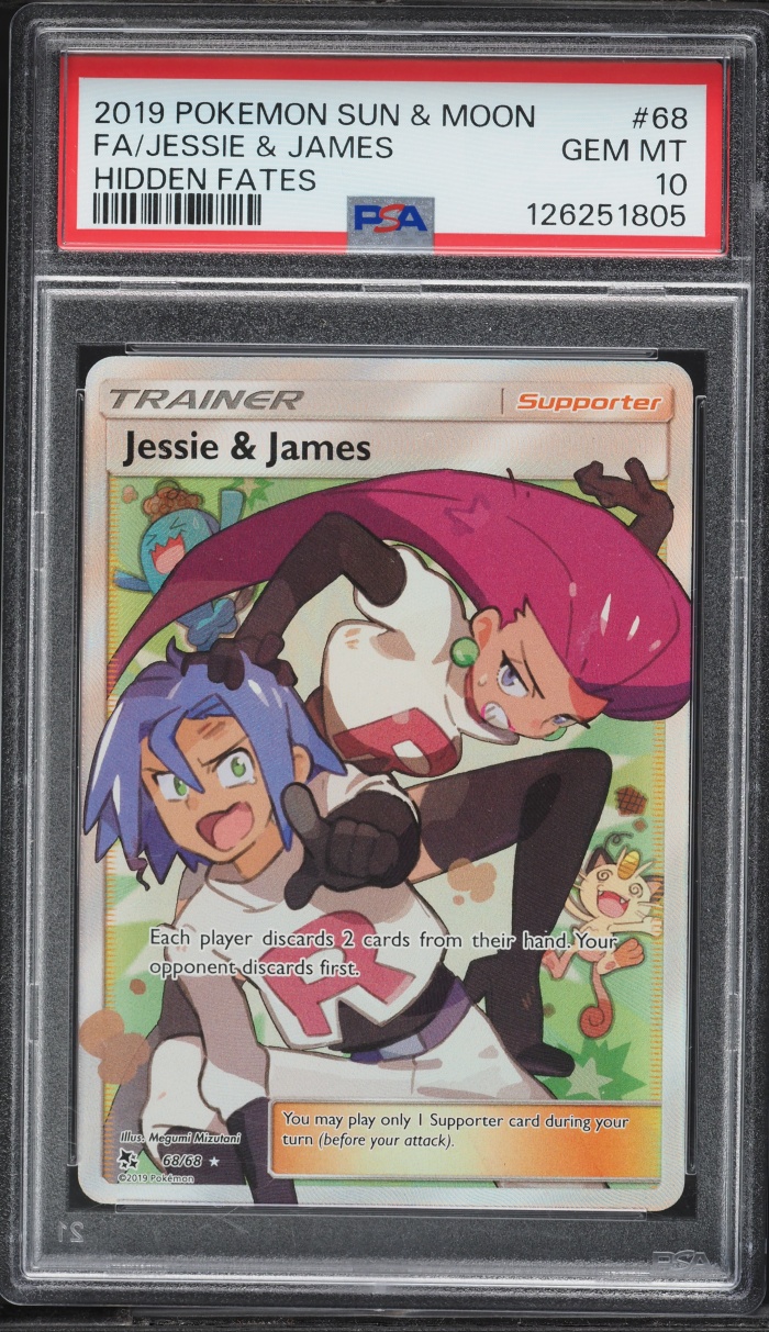 2019 Pokemon Sun & Moon Hidden Fates Full Art Jessie & James #68 PSA 10 GEM MINT