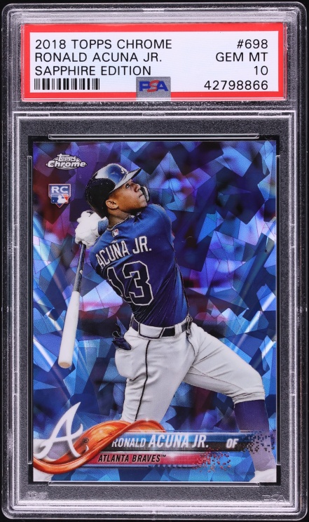 2018 Topps Chrome Sapphire Ronald Acuna Jr. ROOKIE #698 PSA 10 GEM MINT