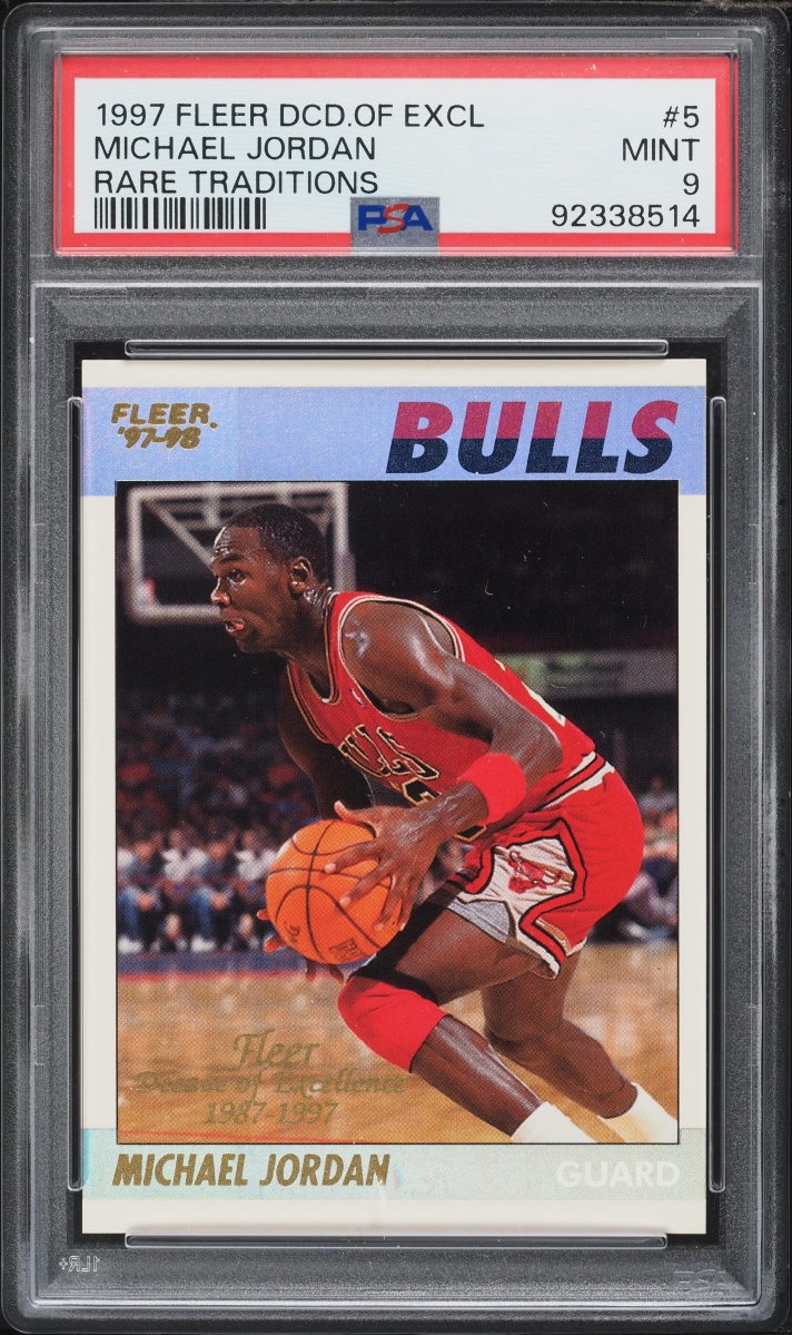 1997 Fleer Decade Of Excellence Rare Traditions Michael Jordan #5 PSA 9 MINT