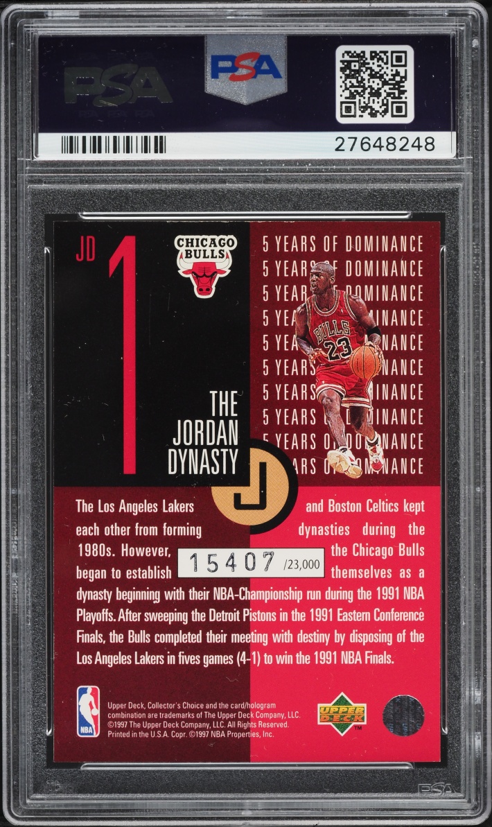 1997 Collector's Choice Jordan Dynasty Michael Jordan /23000 #JD1 PSA 10 GEM MINT