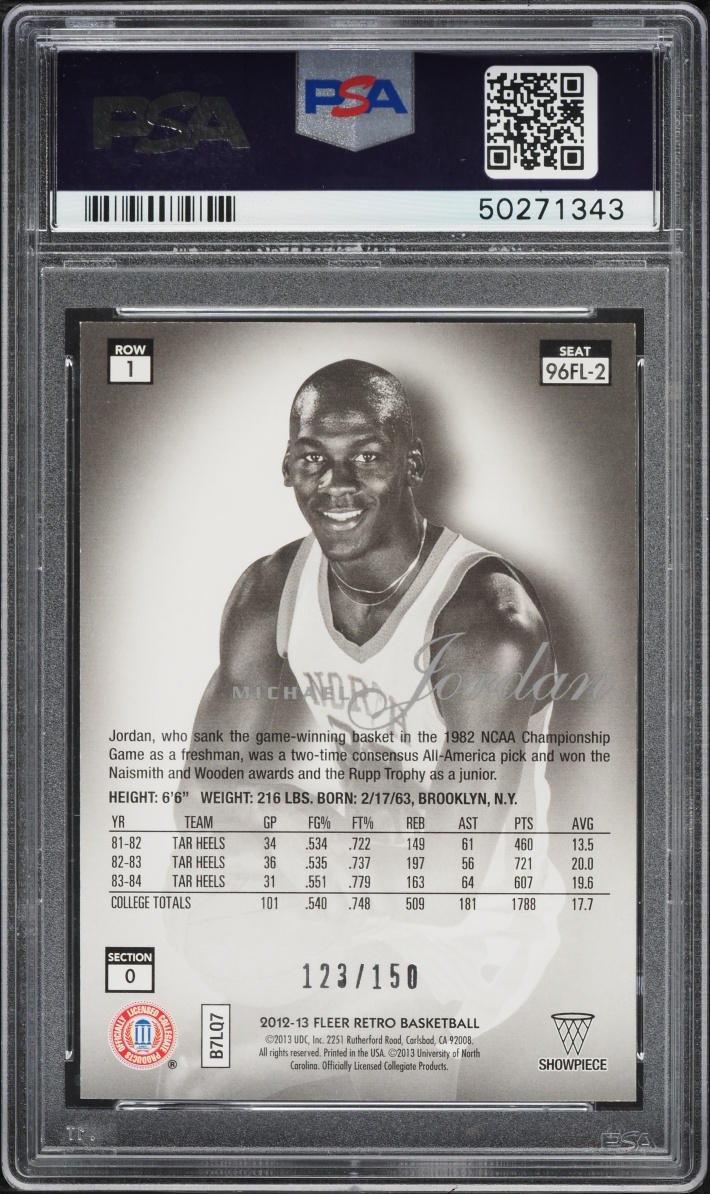 2012 Fleer Retro Flair Legacy Row 1 Michael Jordan /150 #2 PSA 10 GEM MINT