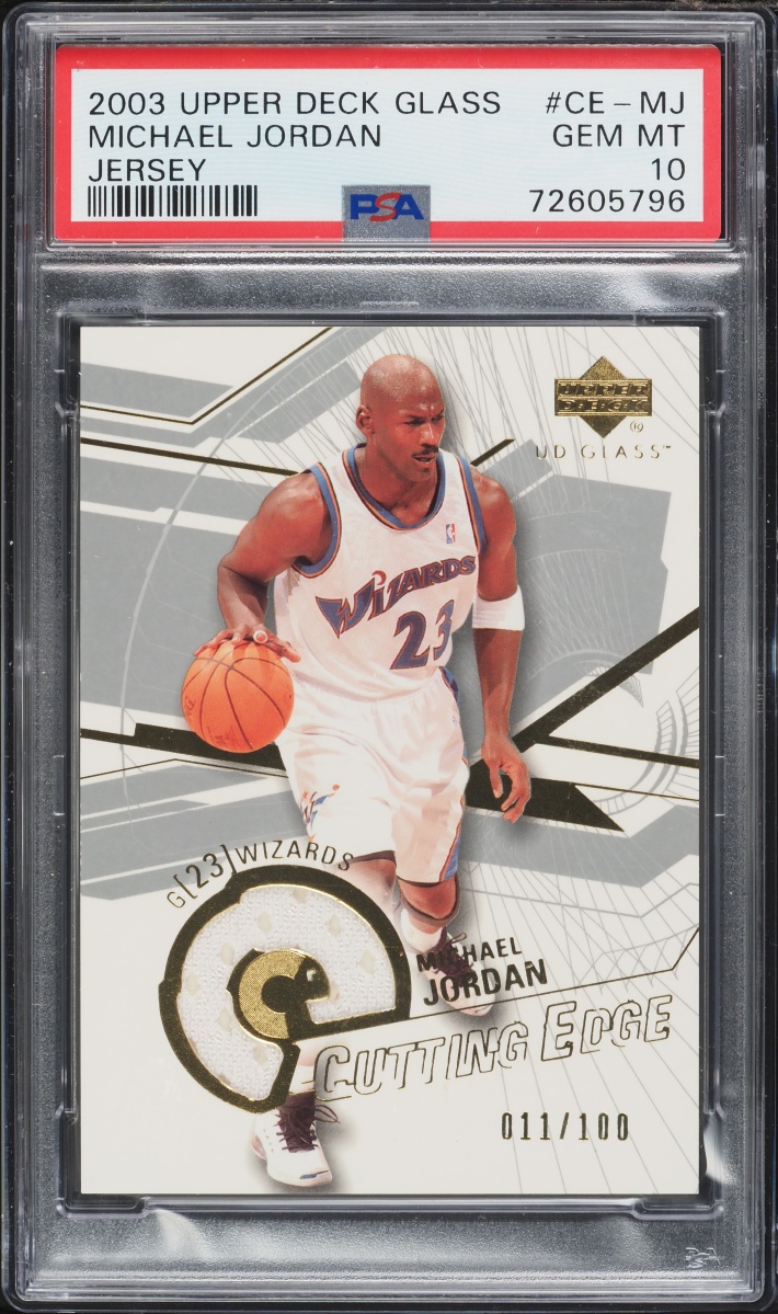 2003 Upper Deck Glass Cutting Edge Michael Jordan PATCH /100 #CE-MJ PSA 10 GEM MINT