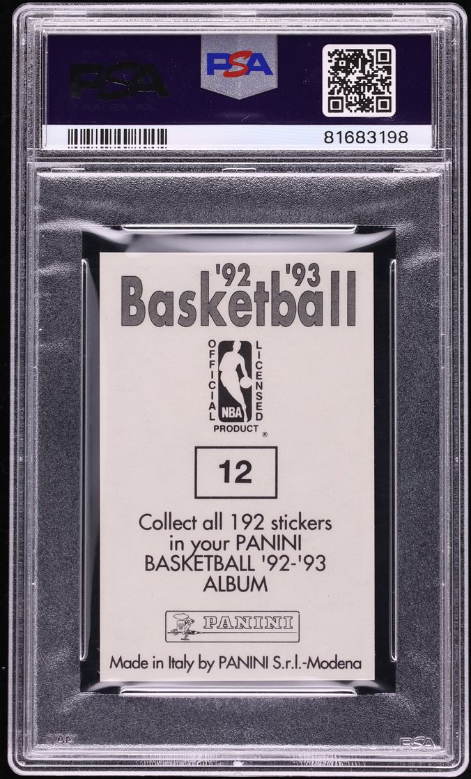 1992 Panini Sticker Michael Jordan #12 PSA 10 GEM MINT