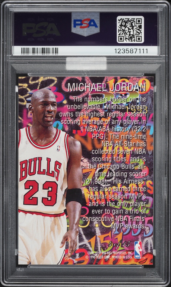 1995 Flair Hot Numbers Michael Jordan #4 MBA PSA 10 GEM MINT