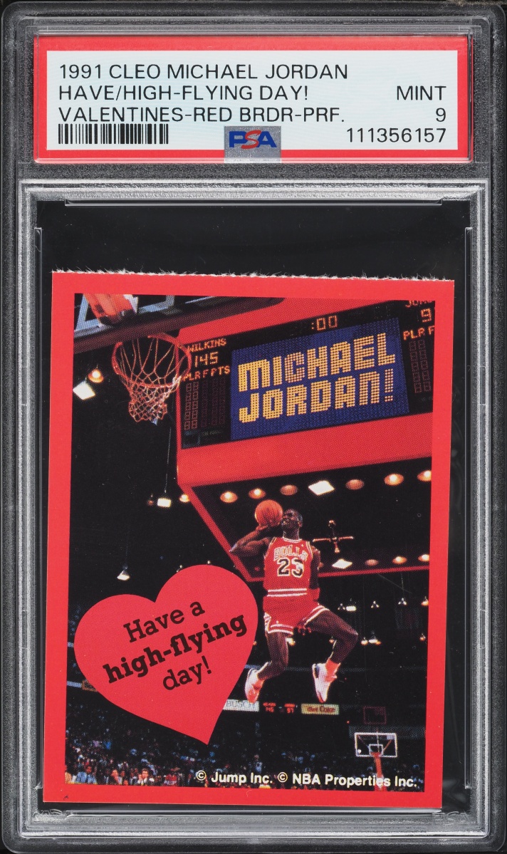 1991 Cleo Michael Jordan Valentines Red Border Have A High-Flying Day! PSA 9 MINT