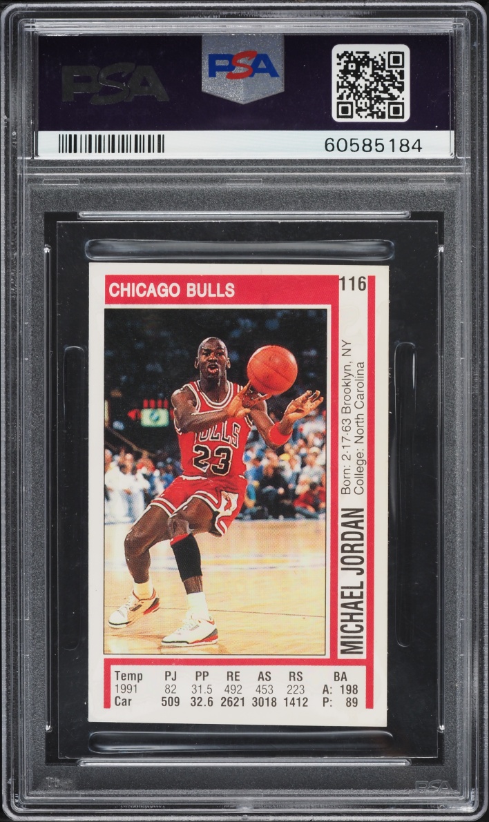 1991 Panini Spanish Sticker Michael Jordan J.R. Reid #116 PSA 6 EXMT