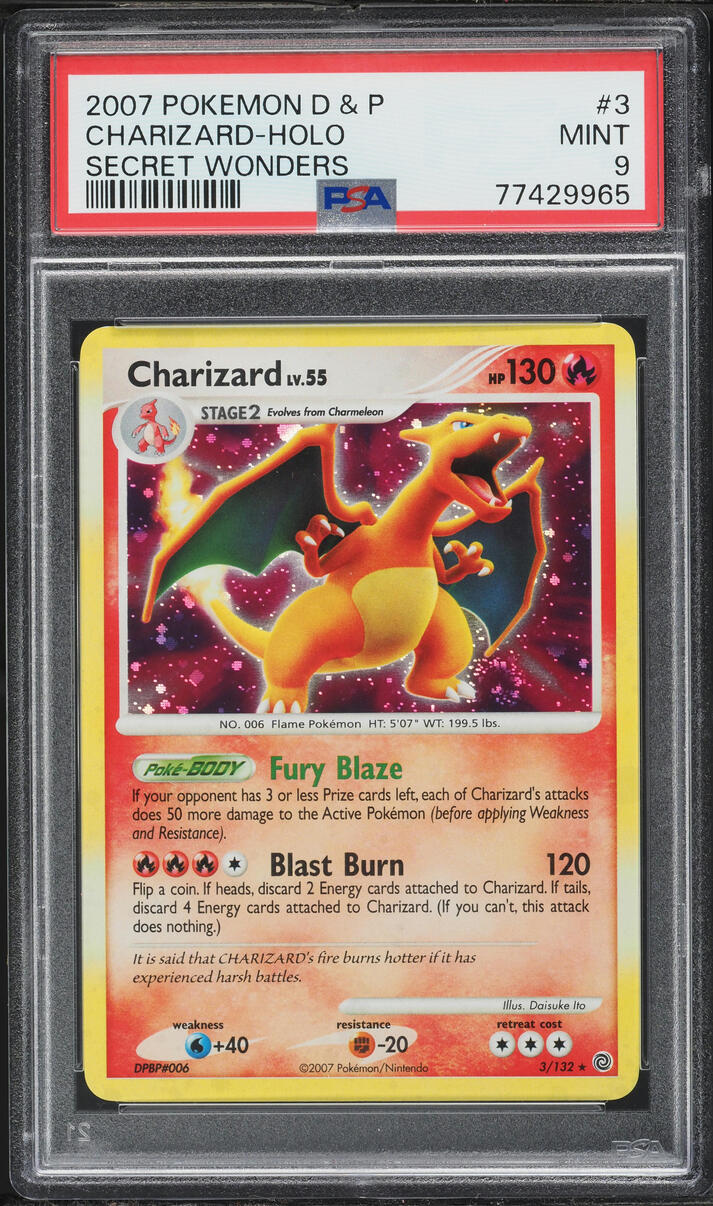 2007 Pokemon Diamond & Pearl Secret Wonders Holo Charizard #3 PSA 9 MINT