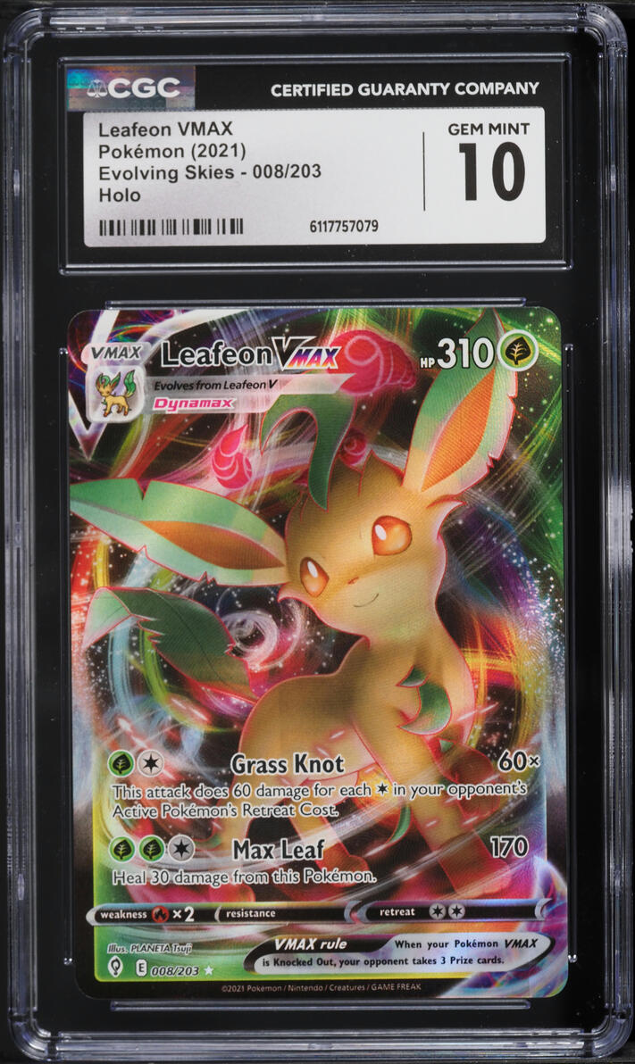 2021 Pokemon Sword & Shield Evolving Skies Alt Art Leafeon VMAX #8 CGC 10 GEM MINT
