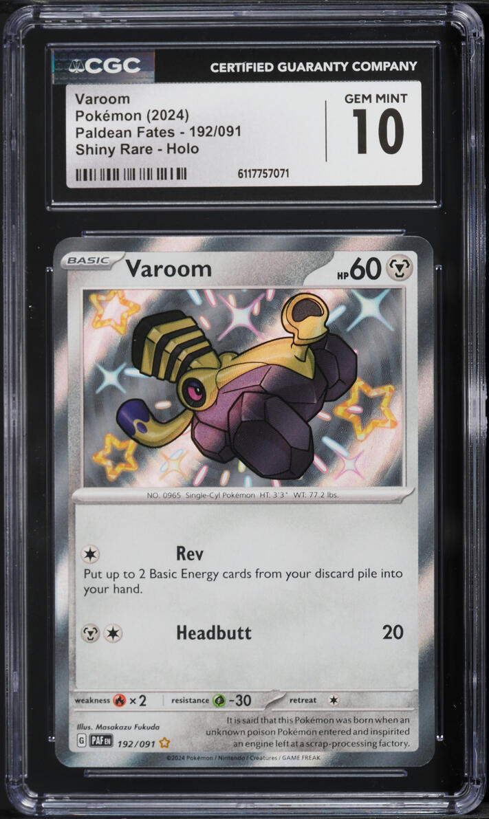 2024 Pokemon Scarlet & Violet Paldean Fates Shiny Varoom #192 CGC 10 GEM MINT