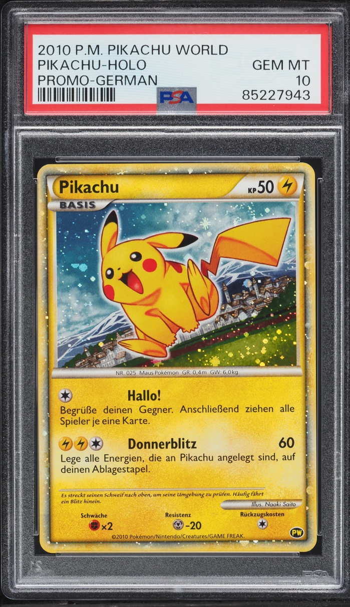 2010 Pokemon German World Collection Holo Pikachu PSA 10 GEM MINT