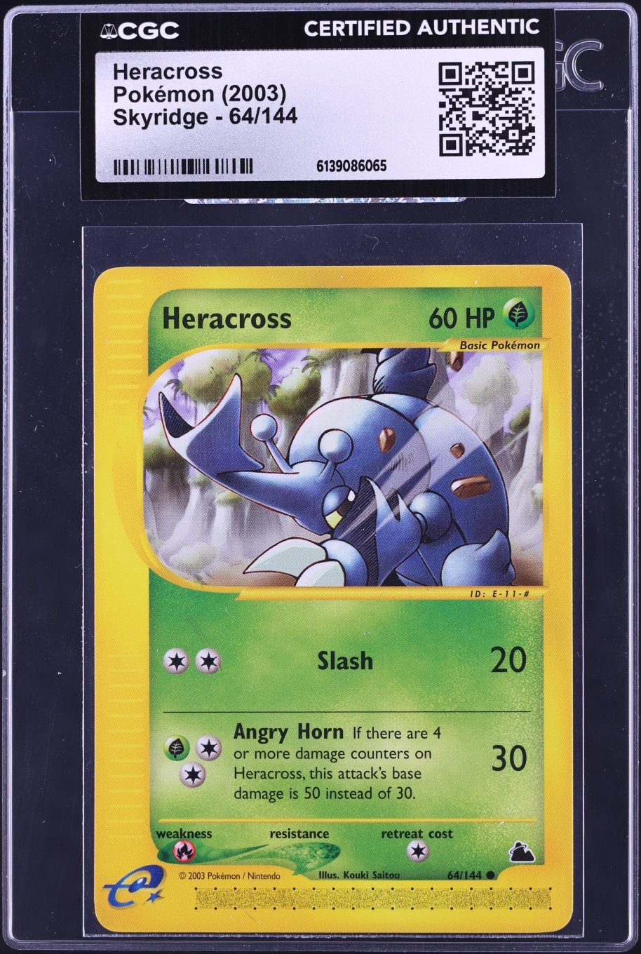 2003 Pokemon Skyridge Heracross #64 CGC AUTH