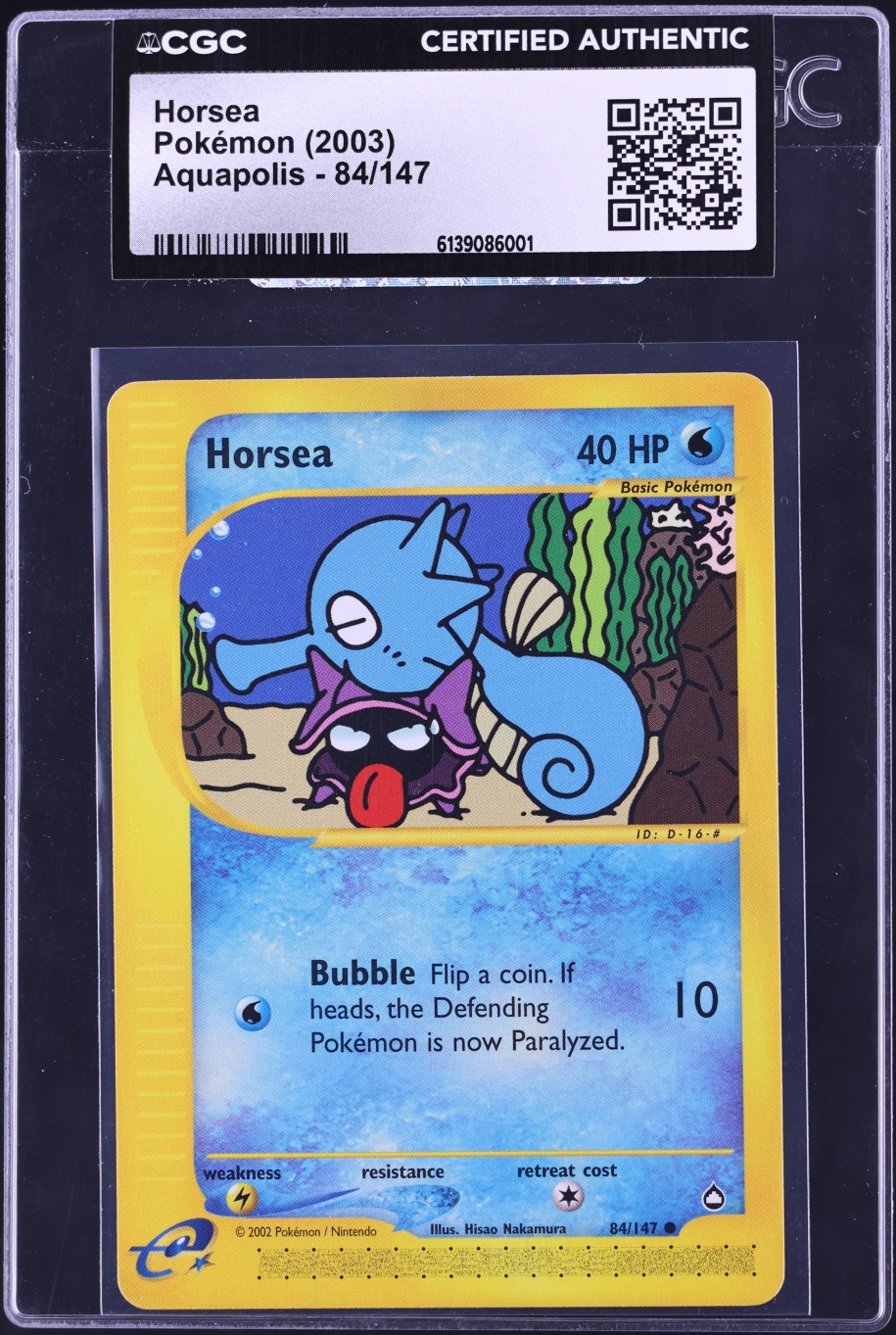 2003 Pokemon Aquapolis Horsea #84 CGC AUTH