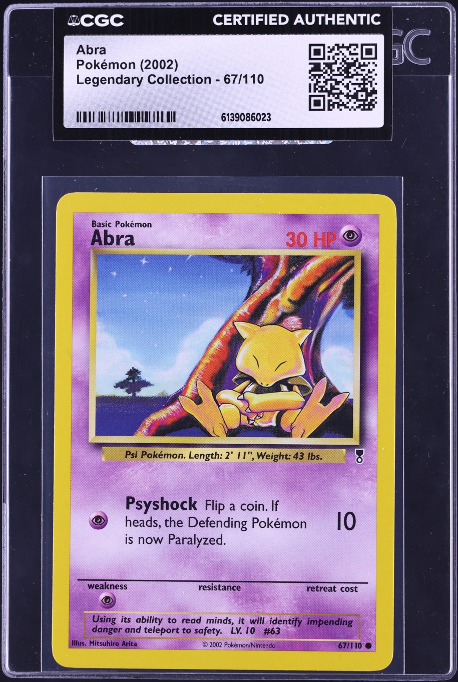 2002 Pokemon Legendary Collection Abra #67 CGC AUTH