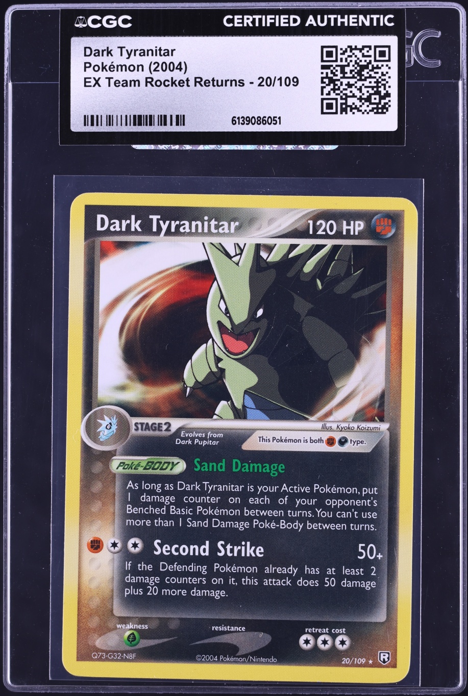 2004 Pokemon EX Team Rocket Returns Dark Tyranitar #20 CGC AUTH