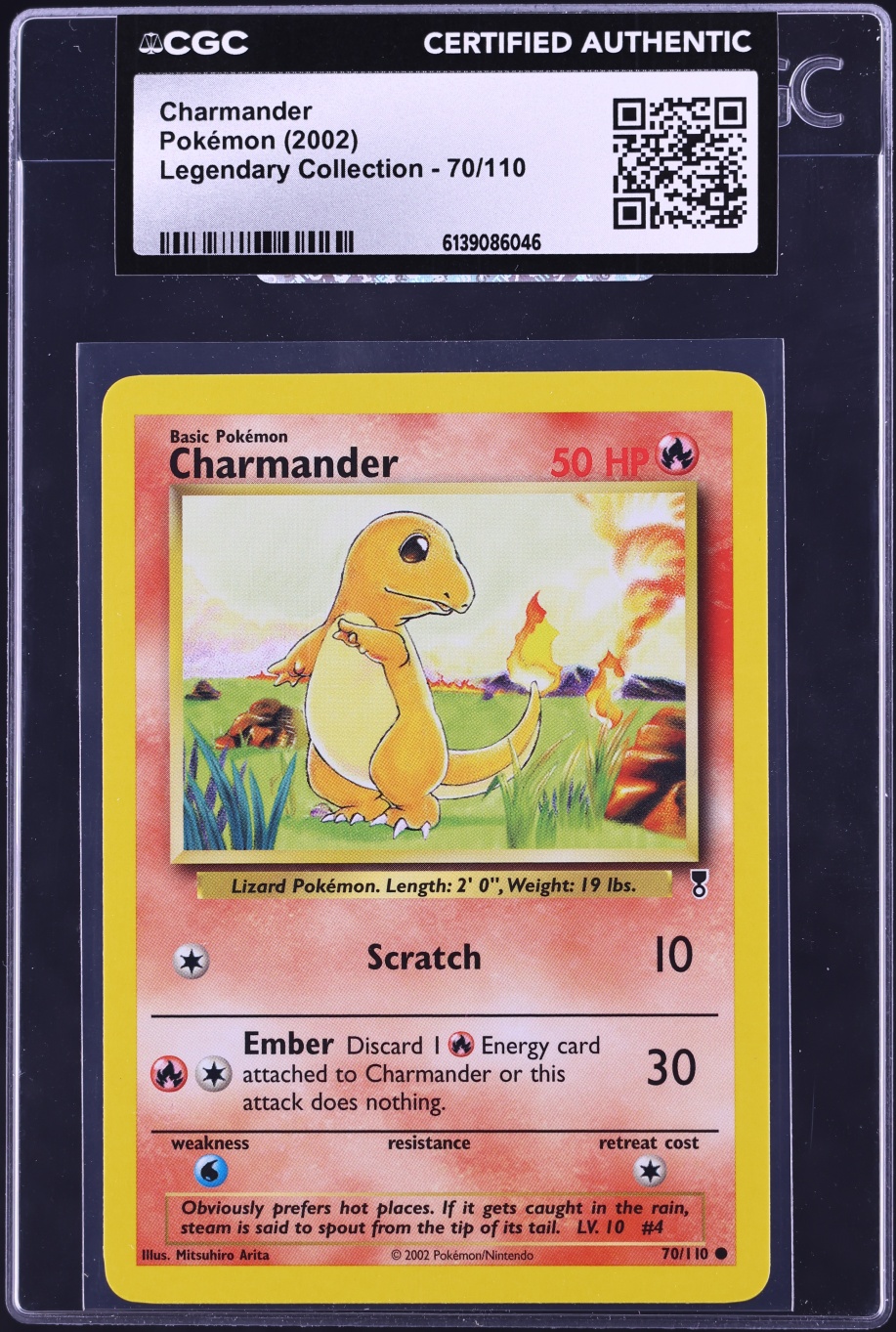 2002 Pokemon Legendary Collection Charmander #70 CGC AUTH