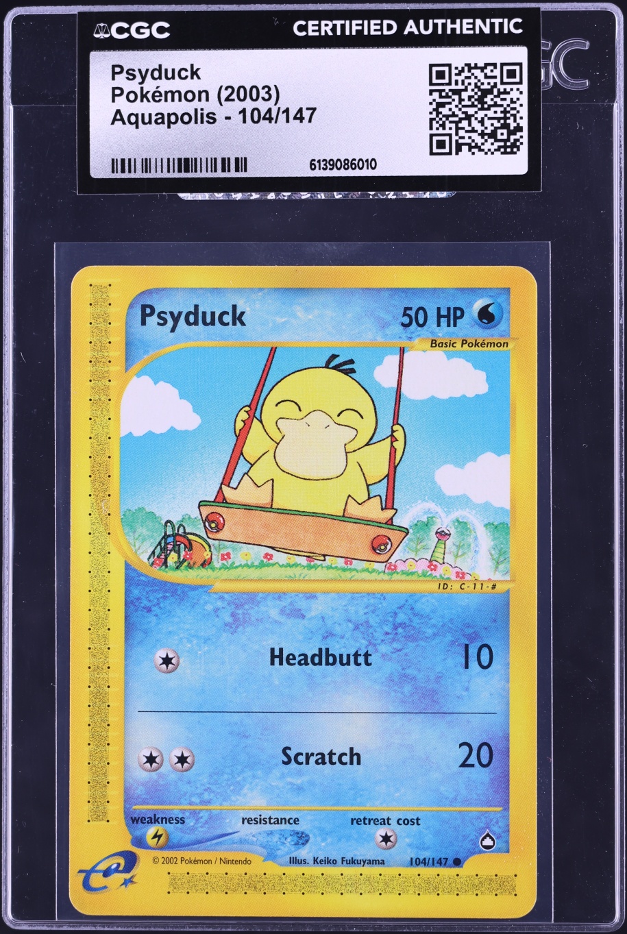 2003 Pokemon Aquapolis Psyduck #104 CGC AUTH