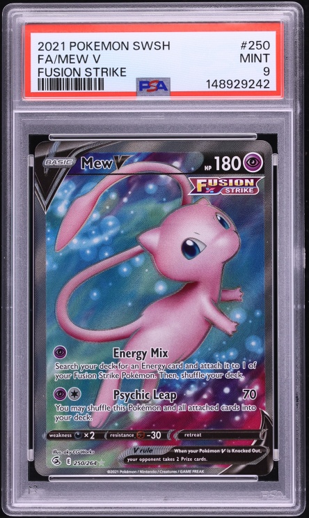 2021 Pokemon Sword & Shield Fusion Strike Full Art Mew V #250 PSA 9 MINT