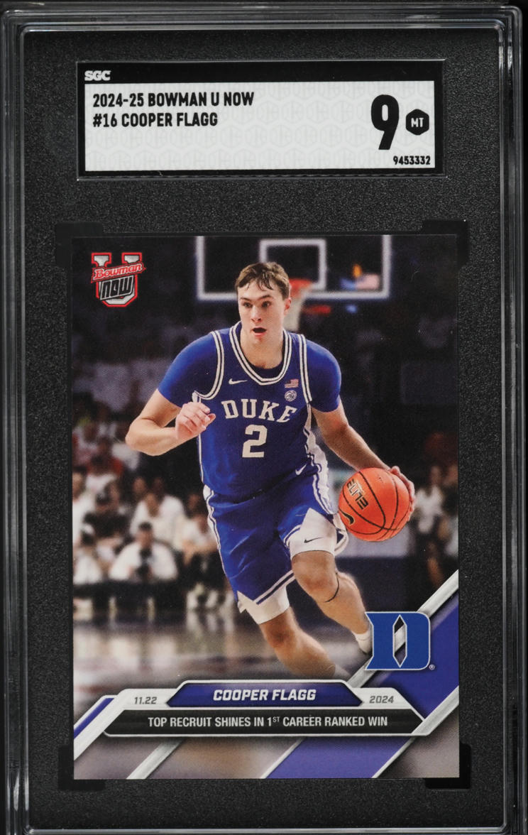 2024 Bowman University Now Cooper Flagg ROOKIE #16 SGC 9 MINT