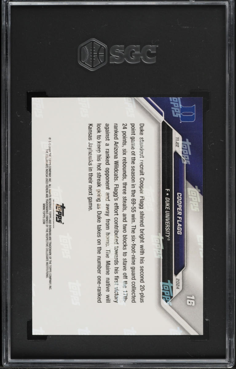 2024 Bowman University Now Cooper Flagg ROOKIE #16 SGC 9 MINT