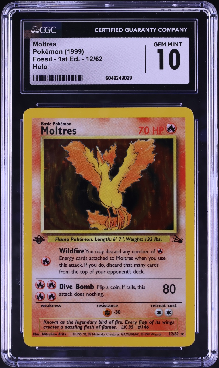 1999 Pokemon Fossil 1st Edition Holo Moltres #12 CGC 10 GEM MINT