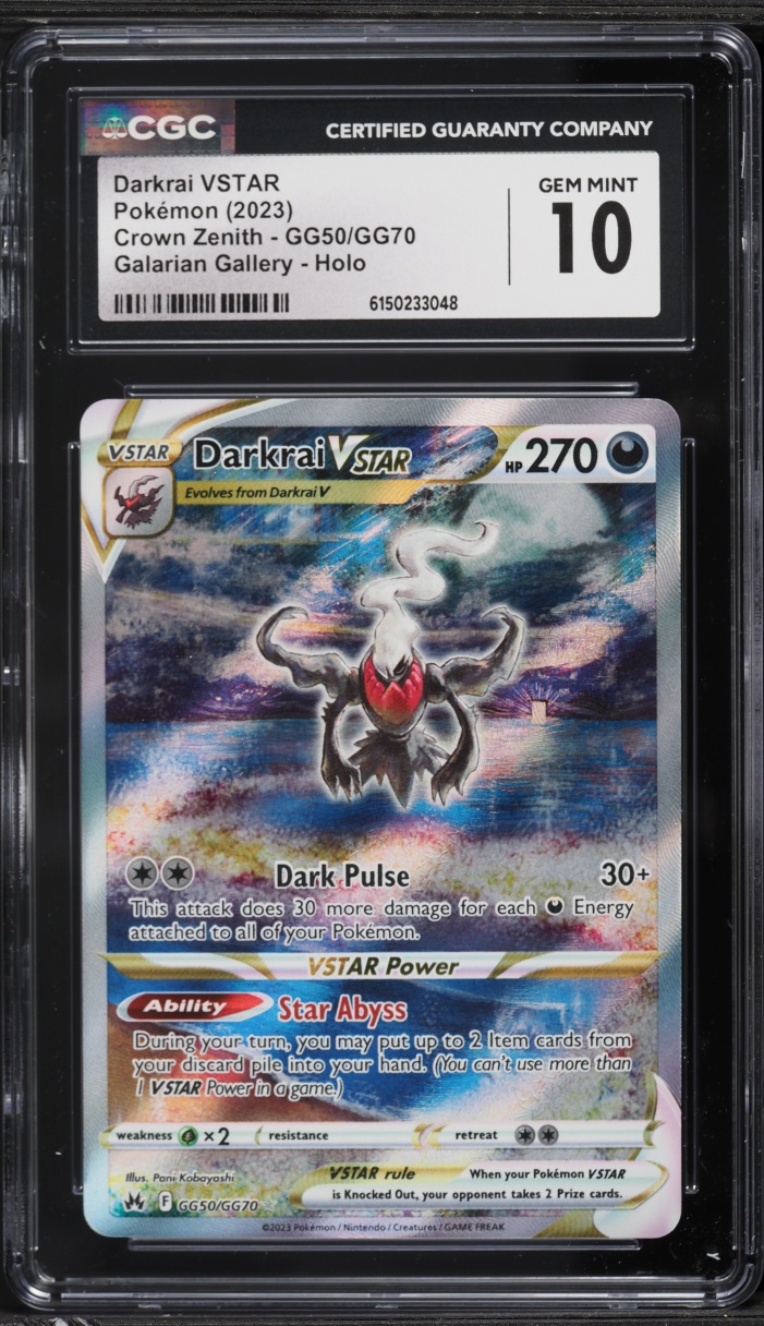 2023 Pokemon Sword & Shield Crown Zenith Full Art Darkrai VSTAR #GG50 CGC 10 GEM MINT