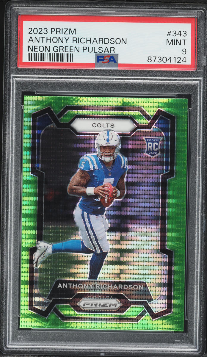 2023 Panini Prizm Neon Green Pulsar Anthony Richardson ROOKIE #343 PSA 9 MINT