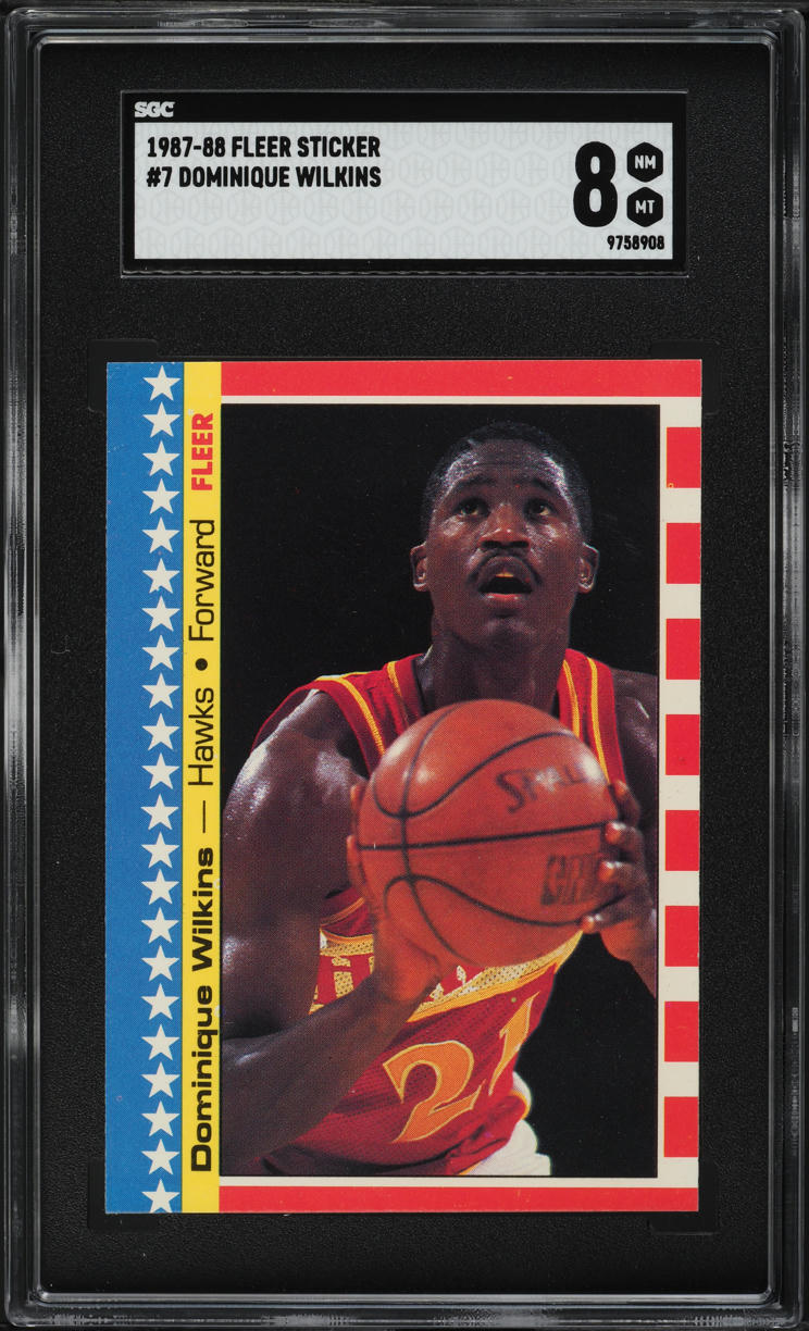 1987 Fleer Sticker Dominique Wilkins #7 SGC 8 NM-MT