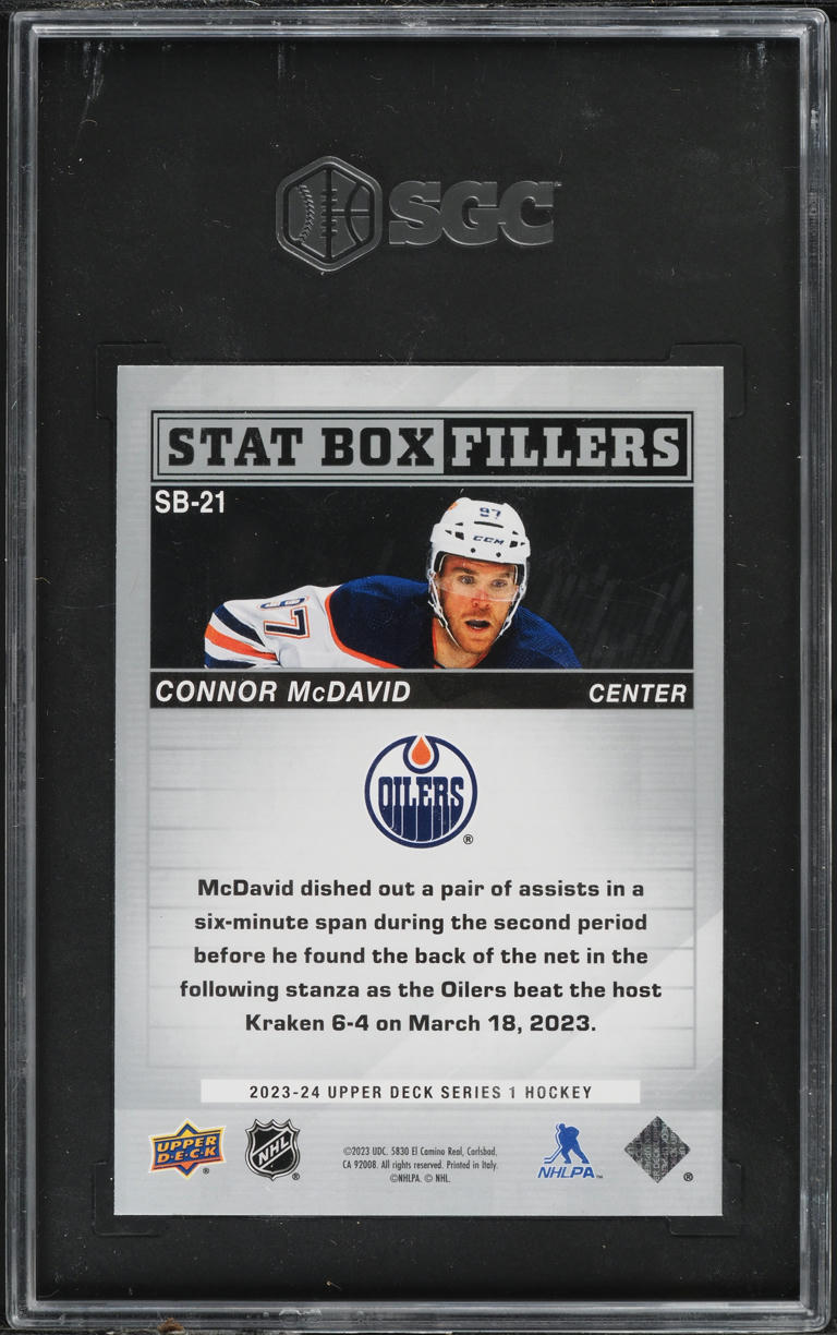2023 Upper Deck Stat Box Fillers Connor McDavid ROOKIE #SB-21 SGC 9.5 MINT+