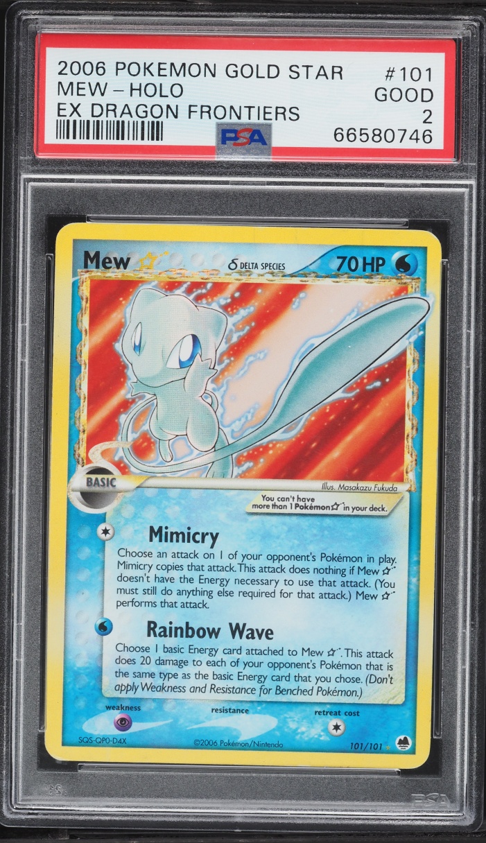 2006 Pokemon EX Dragon Frontiers Holo Mew Gold Star #101 PSA 2 GD