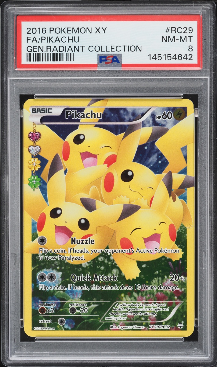 2016 Pokemon XY Generations Radiant Collection Full Art Pikachu #RC29 PSA 8 NM-MT