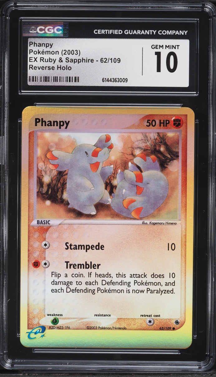 2003 Pokemon EX Ruby & Sapphire Reverse Holo Phanpy #62 CGC 10 GEM MINT