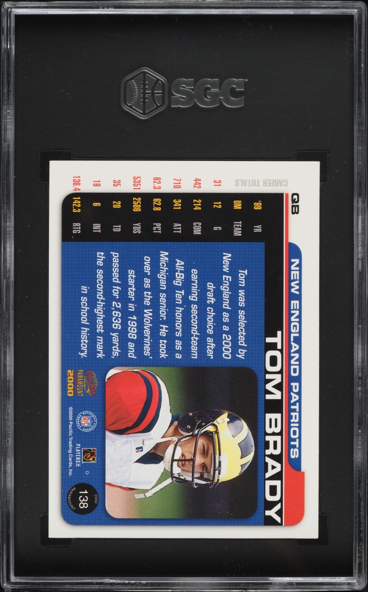 2000 Pacific Paramount Tom Brady ROOKIE #138 SGC 8 NM-MT