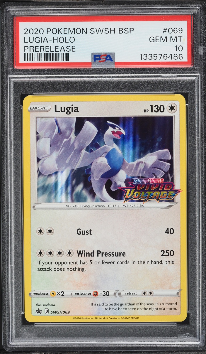 2020 Pokemon Sword & Shield Promo Vivid Voltage Prerelease Holo Lugia #69 PSA 10 GEM MINT
