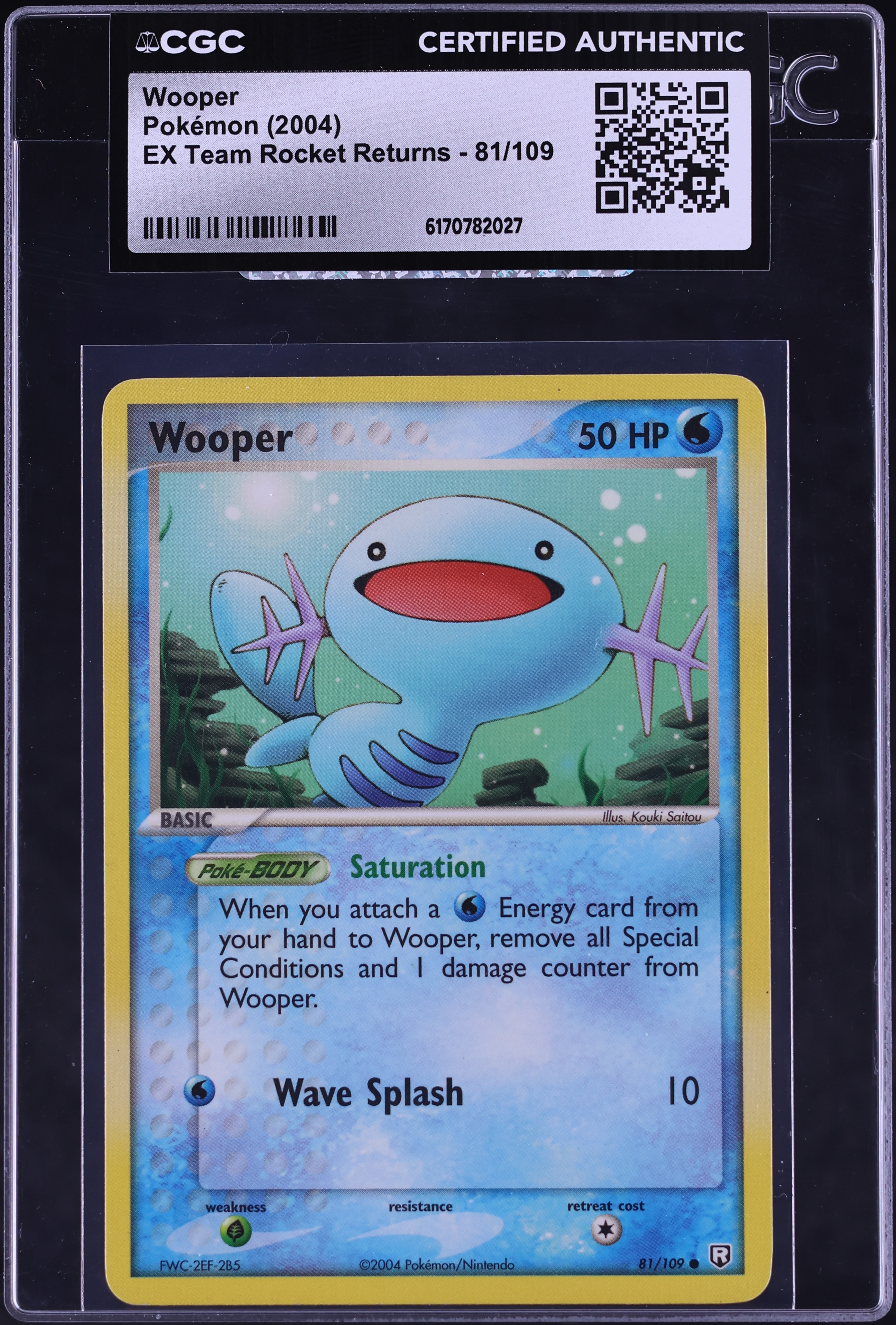 2004 Pokemon EX Team Rocket Returns Wooper #81 CGC AUTH