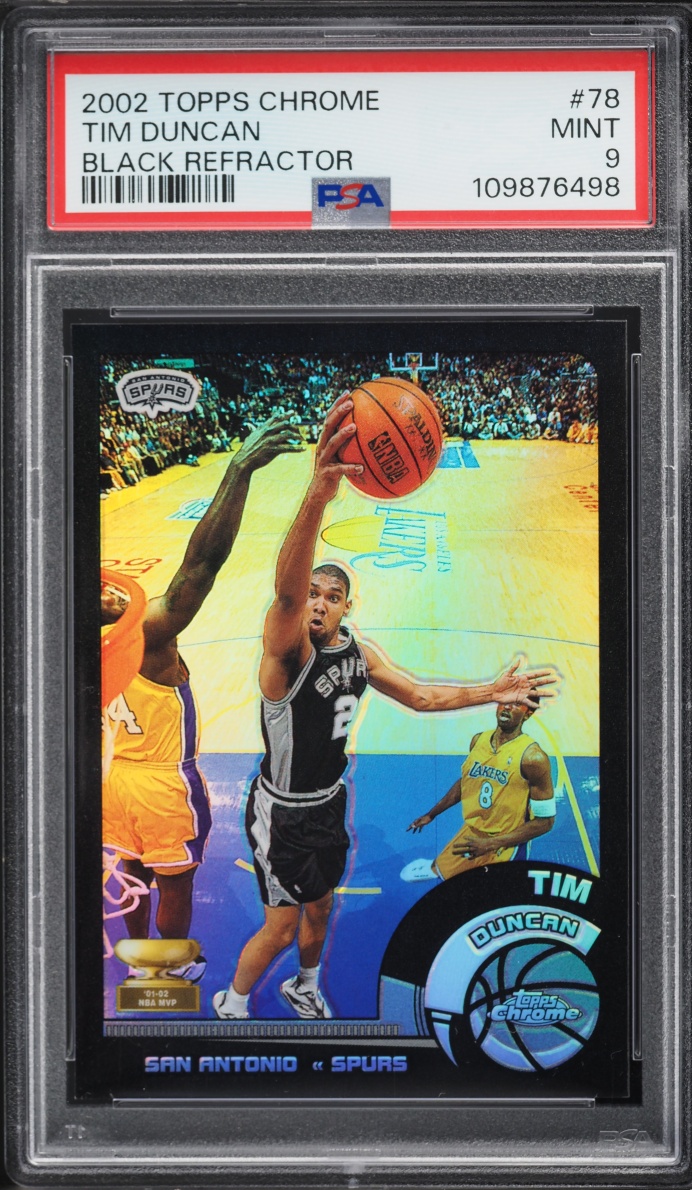 2002 Topps Chrome Black Refractor Tim Duncan /99 #78 PSA 9 MINT
