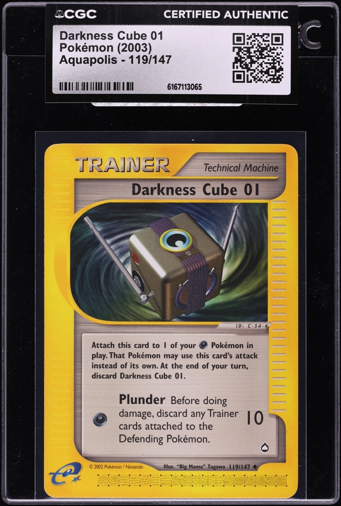 2003 Pokemon Aquapolis Darkness Cube 01 #119 CGC AUTH