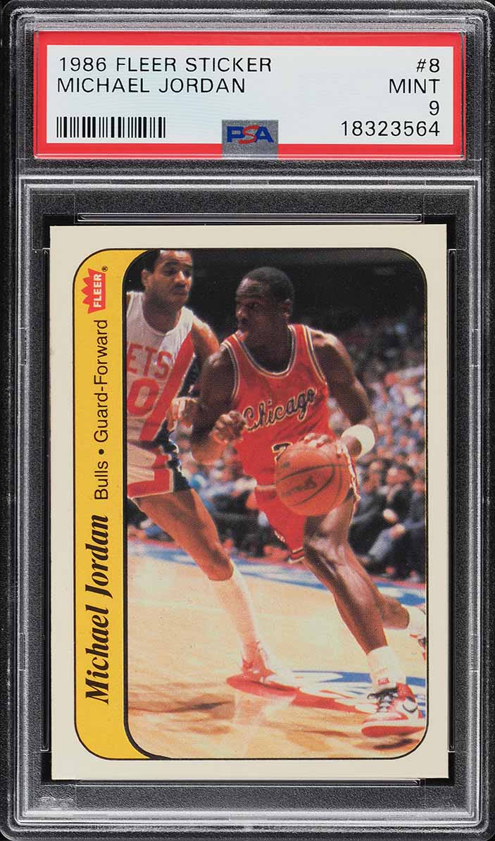 1986 Fleer Sticker Michael Jordan ROOKIE #8 PSA 9 MINT