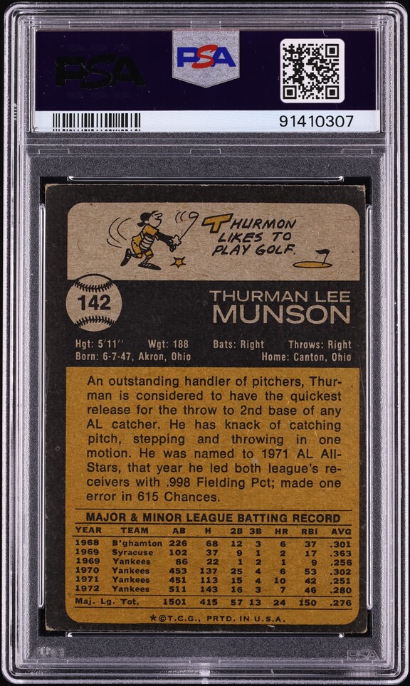 1973 Topps Thurman Munson #142 PSA 3 VG