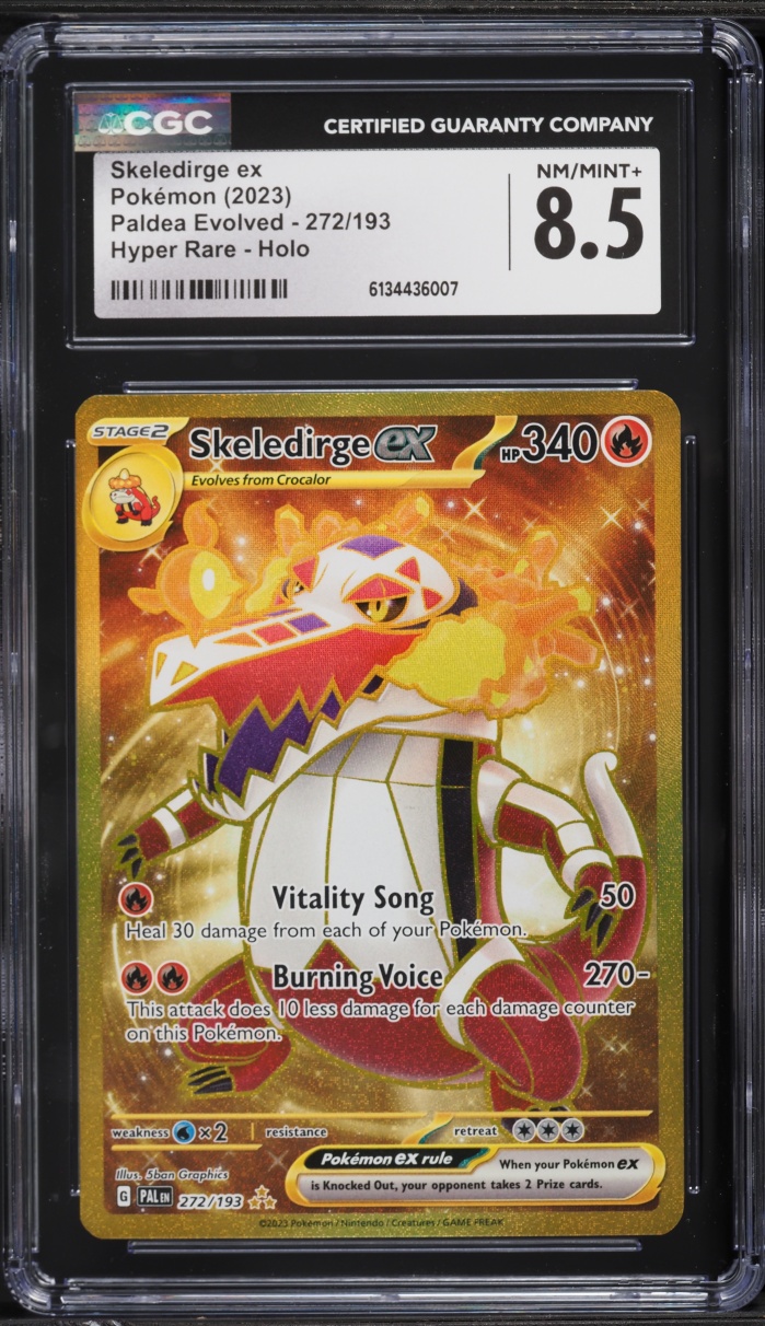2023 Pokemon Scarlet & Violet Paldea Evolved Gold Rare Skeledirge EX #272 CGC 8.5 NM-MT+