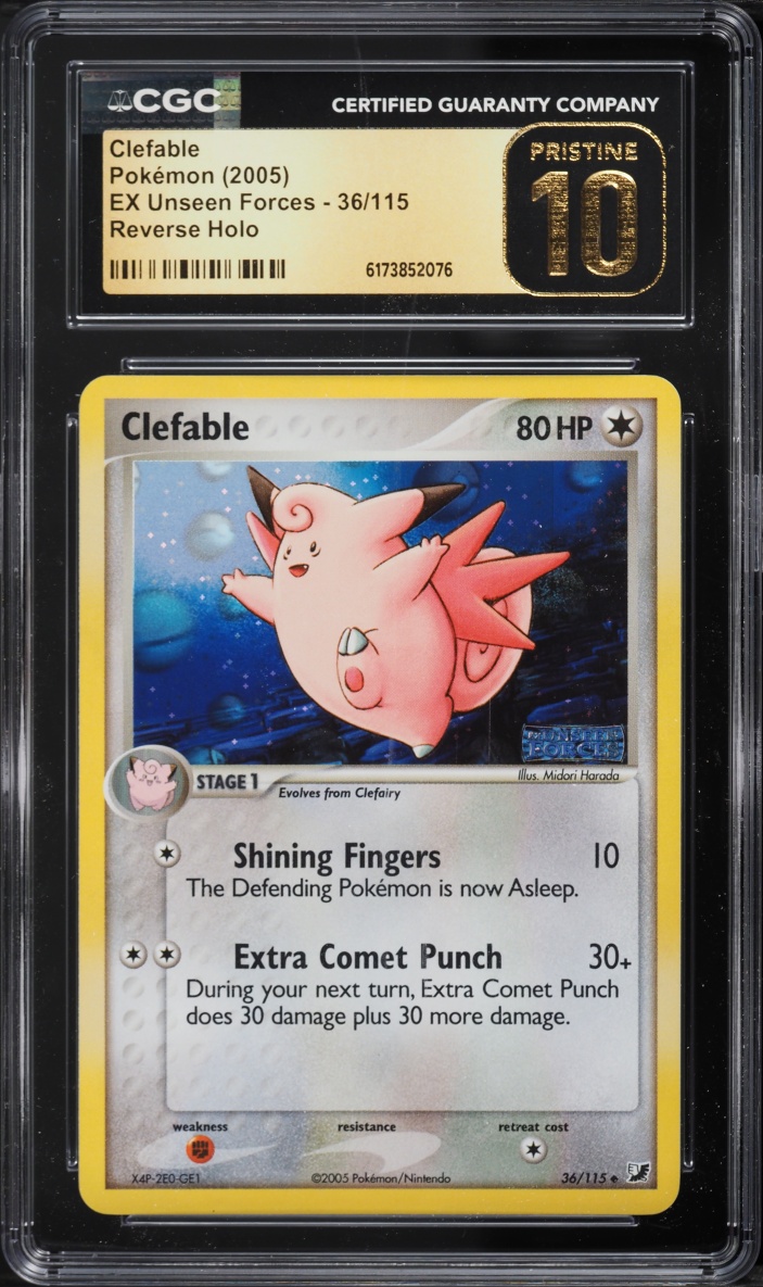 2005 Pokemon EX Unseen Forces Reverse Holo Clefable #36 CGC 10 PRISTINE