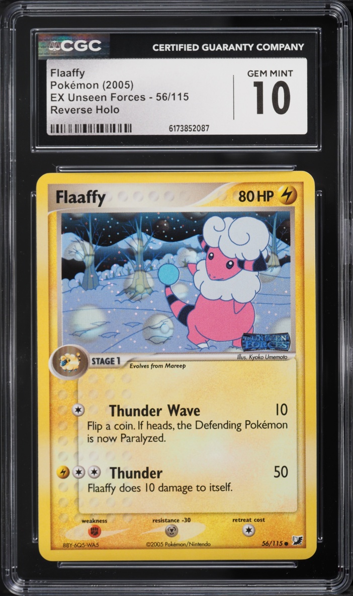 2005 Pokemon EX Unseen Forces Reverse Holo Flaaffy #56 CGC 10 GEM MINT