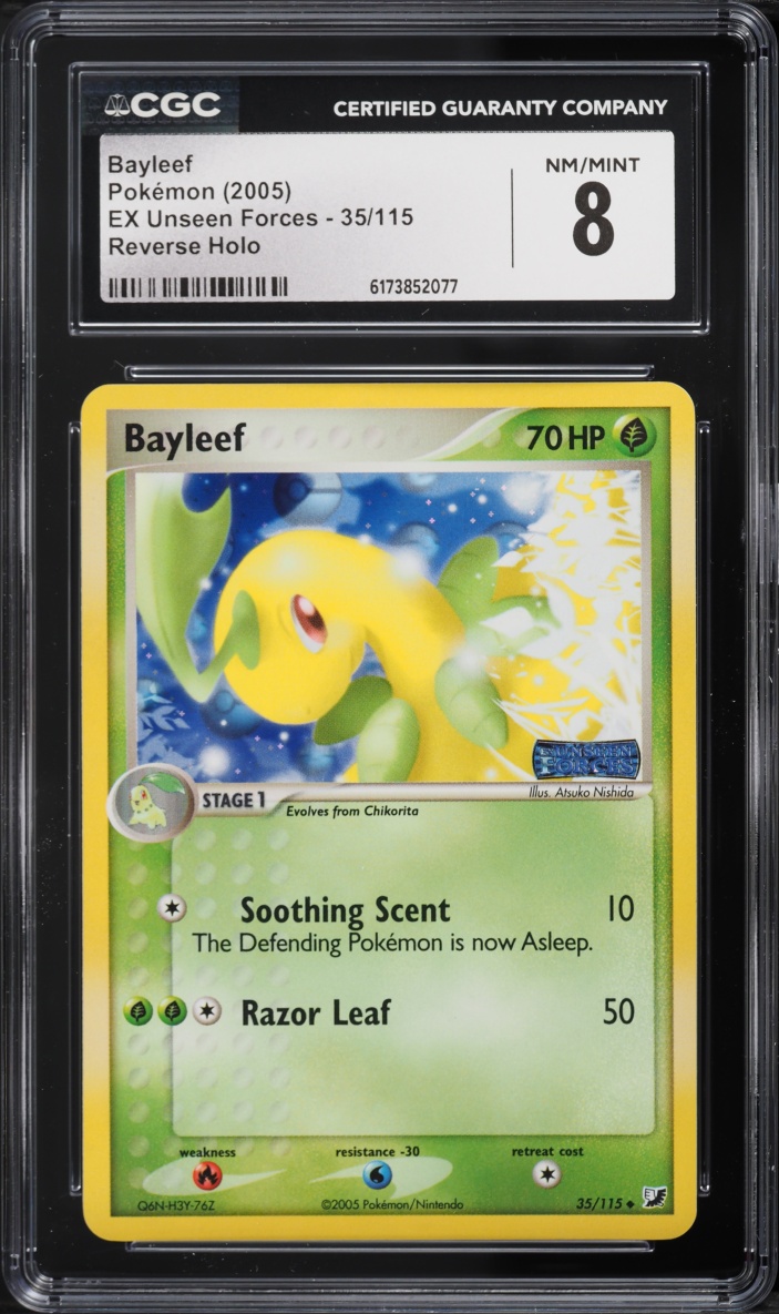 2005 Pokemon EX Unseen Forces Reverse Holo Bayleef #35 CGC 8 NM-MT