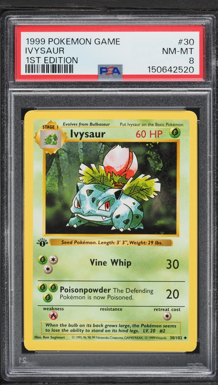 1999 Pokemon Base Set Shadowless 1st Edition Ivysaur #30 PSA 8 NM-MT